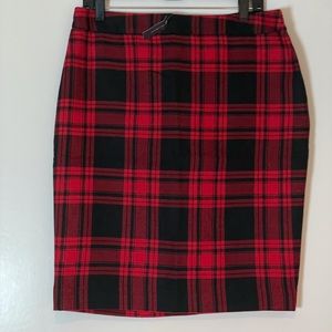 Red plaid tartan skirt by The Limited
